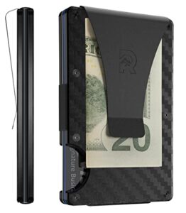 the ridge minimalist slim wallet for men - rfid blocking front pocket credit card holder - aluminum metal small mens wallets with money clip (carbon fiber)