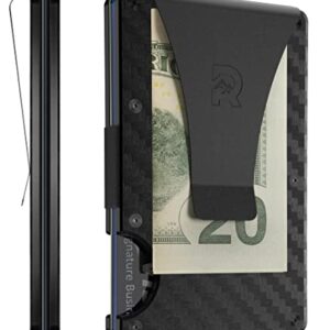 The Ridge Minimalist Slim Wallet For Men - RFID Blocking Front Pocket Credit Card Holder - Aluminum Metal Small Mens Wallets with Money Clip (Carbon Fiber)