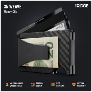 The Ridge Minimalist Slim Wallet For Men - RFID Blocking Front Pocket Credit Card Holder - Aluminum Metal Small Mens Wallets with Money Clip (Carbon Fiber)