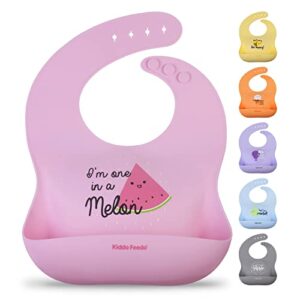 kiddo feedo silicone baby bibs, soft, adjustable, waterproof and non messy, designed in sweden, pink