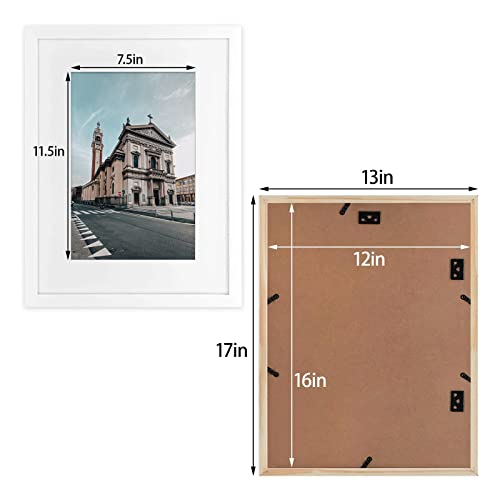 Golden State Art, Wall Photo Frame Collection, 12x16 Photo Wood Frame with White Mat & Real Glass for 8x12 Picture, White