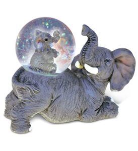 cota global elephant snow globe - wildlife animal water globe figurine with sparkling glitter, zoo collectible novelty ornament for home decor, for birthdays, christmas, valentine - 45mm