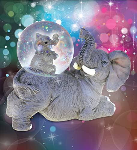 COTA Global Elephant Snow Globe - Wildlife Animal Water Globe Figurine with Sparkling Glitter, Zoo Collectible Novelty Ornament for Home Decor, for Birthdays, Christmas, Valentine - 45mm