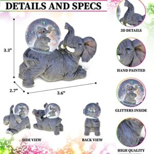 COTA Global Elephant Snow Globe - Wildlife Animal Water Globe Figurine with Sparkling Glitter, Zoo Collectible Novelty Ornament for Home Decor, for Birthdays, Christmas, Valentine - 45mm