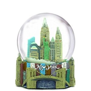 mini new york city snow globe (2.5 inch) nyc skyline in this souvenir figurine with statue of liberty, (45mm globe)