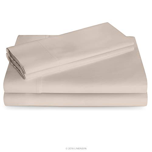 Linenspa 600 Thread Count Ultra Soft Cotton Blend Pillowcases, Set of 2 - Queen - Sand