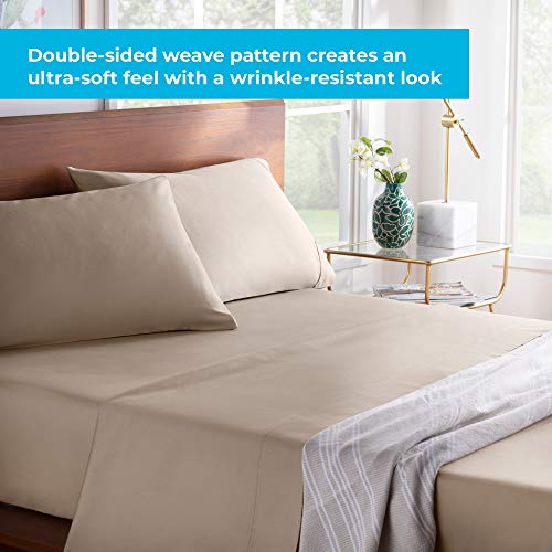 Linenspa 600 Thread Count Ultra Soft Cotton Blend Pillowcases, Set of 2 - Queen - Sand