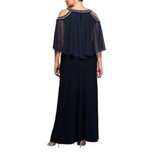 Alex Evenings womens Plus-size Cold Shoulder Popover Special Occasion Dress, Navy, 18 Plus