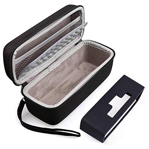 Hard Case Fits for Bose SoundLink Mini/Mini 2 Bluetooth Speaker with Soft Silicone Cover Mesh Pocket for Accessories, Black