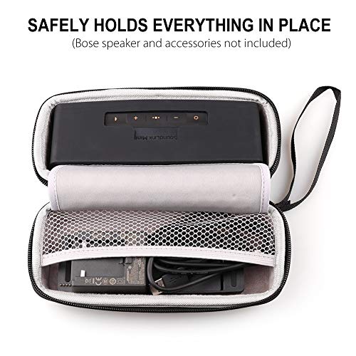 Hard Case Fits for Bose SoundLink Mini/Mini 2 Bluetooth Speaker with Soft Silicone Cover Mesh Pocket for Accessories, Black