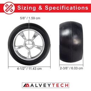 AlveyTech Solid Rear Wheels - 4 1/2" x 2 1/2" fits the Razor Ground Force Electric Go-Kart, Replacement Drifter Tire Assembly, Hub Set, Back Cart Wheel, Power E-Scooter, Trike Parts