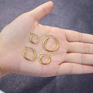 LOYALLOOK Gold Hoop Earrings Stainless Steel Rounded Small Hoop Earrings Set for Women Cute Huggie Earrings Nickel Free 10/12/15/20MM