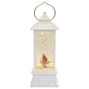 christmas by roman inc, acrylic collection, white lighted with red cardinal lantern, 11" h holiday home decor