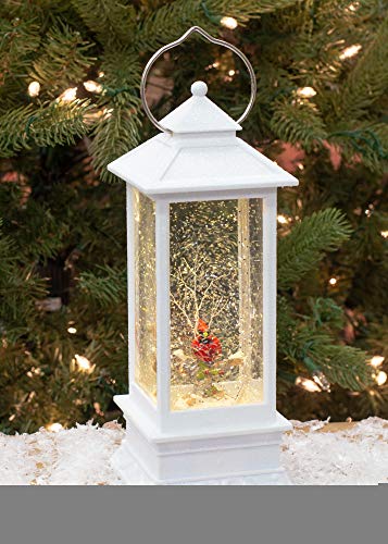 Christmas by Roman Inc, Acrylic Collection, White Lighted with Red Cardinal Lantern, 11" H Holiday Home Decor