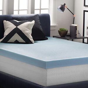 lucid 4 inch gel memory foam mattress topper, ventilated design, ultra plush, certipur-us certified, twin xl, blue