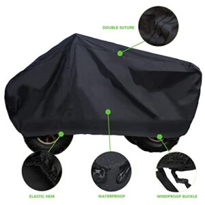 XYZCTEM Waterproof ATV Cover, Heavy Duty Black Protects 4 Wheeler from Snow Rain or Sun, Large Universal Size Fits 103 inch for Most Quads