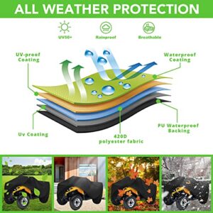 XYZCTEM Waterproof ATV Cover, Heavy Duty Black Protects 4 Wheeler from Snow Rain or Sun, Large Universal Size Fits 103 inch for Most Quads