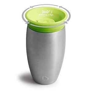 Munchkin® Miracle® Stainless Steel 360 Toddler Sippy Cup, 10 Ounce, Green