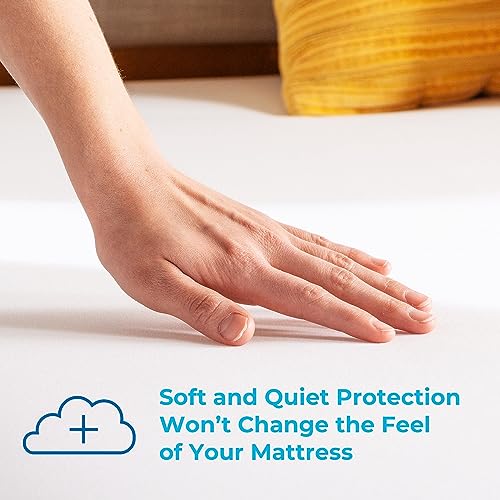 Linenspa Mattress Protector Queen - Five Sided Queen Mattress Protector Waterproof Mattress Cover – Soft Breathable Bed Protector - Fitted Sheet Style - Deep Pocket Up to 14”