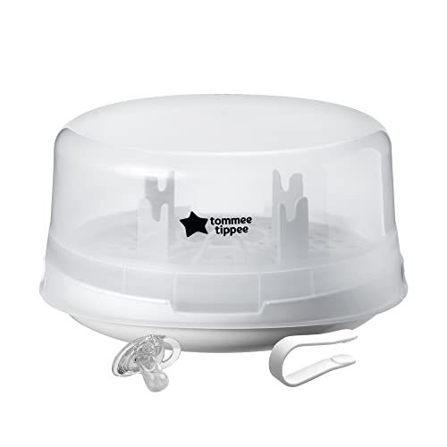 Tommee Tippee Microsteri Microwave Steam Sterilizer for Baby Bottles and Accessories, Kills Viruses* and 99.9% of Bacteria, 4-Minute Sterilization Cycle