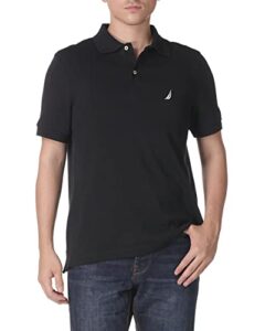 nautica men's classic fit short sleeve solid soft cotton polo shirt, true black, xx-large