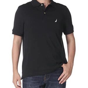 Nautica Men's Classic Fit Short Sleeve Solid Soft Cotton Polo Shirt, True Black, XX-Large