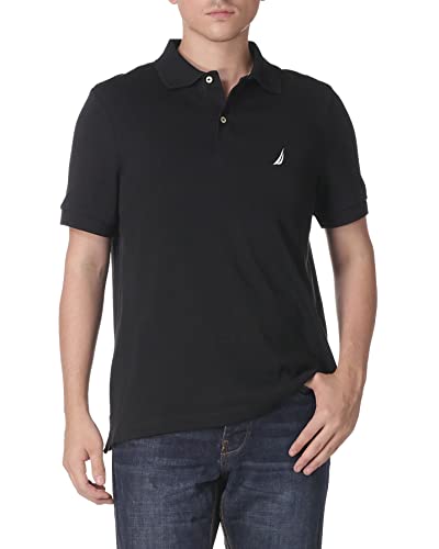 Nautica Men's Classic Fit Short Sleeve Solid Soft Cotton Polo Shirt, True Black, XX-Large