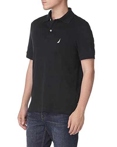 Nautica Men's Classic Fit Short Sleeve Solid Soft Cotton Polo Shirt, True Black, XX-Large