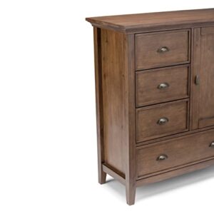 SIMPLIHOME Redmond SOLID WOOD 39 inch Wide Transitional Medium Storage Cabinet in Rustic Natural Aged Brown with 3 Small Drawers, 1 Large Drawer