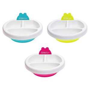 bblüv - Platö - Warming Feeding Plate - 3 Compartments with Suction Base for Baby to Toddler (Aqua) - BPA and Phthalate Free, 7.25x2.25x7.25 Inch (Pack of 1)