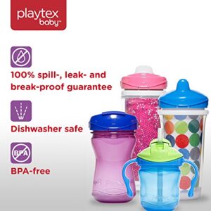 Playtex Sipsters Stage 3 Milk and Water Spill-Proof, Leak-Proof, Break-Proof Insulated Toddler Straw Sippy Cup Set, 9 Ounce - 2 Count