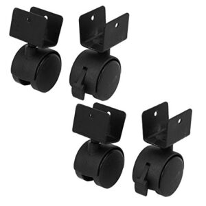 uxcell 1.6" dia wheel u-clamp top rotatable universal swivel brake caster black 4pcss