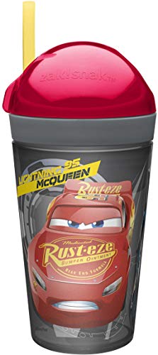 Zak Designs Cars 3 ZakSnak All-In-One Drink Tumbler + Snack Container For Toddlers – Spill-proof 4oz Snack Container Screws Securely Onto 10oz Tumbler With Accessible Straw, Cars 3