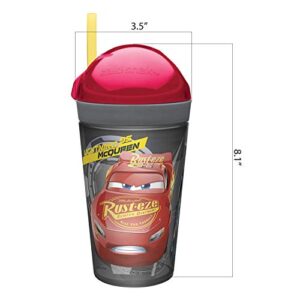 Zak Designs Cars 3 ZakSnak All-In-One Drink Tumbler + Snack Container For Toddlers – Spill-proof 4oz Snack Container Screws Securely Onto 10oz Tumbler With Accessible Straw, Cars 3