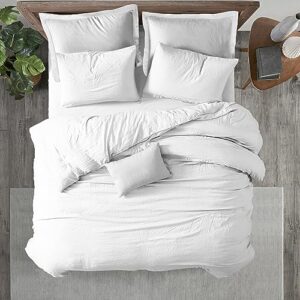 kotton culture 600 thread count 100% egyptian cotton premium 3 piece duvet set - breathable all season comforter cover with zipper closure & corner ties | smooth sateen weave (queen/full, white)