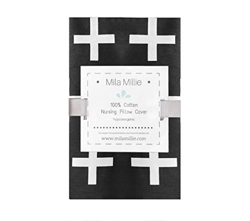 Mila Millie Premium Quality Nursing Pillow Cover Nordic Swiss White Cross Unisex Design Slipcover - 100% Cotton Hypoallergenic - Great for Breastfeeding Mothers - Fits Boppy Pillow