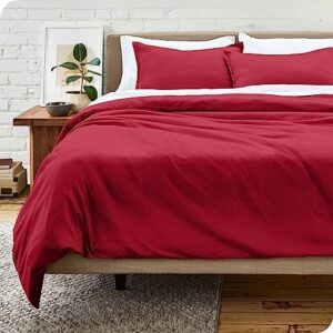 bare home duvet cover queen size - premium 1800 super soft duvet covers collection - lightweight, cooling duvet cover - soft textured bedding duvet cover (queen, red)