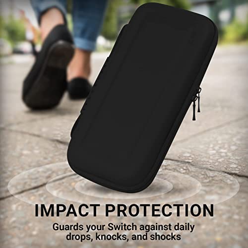 Orzly Carry Case Compatible with Nintendo Switch and New Switch OLED Console - Black Protective Hard Portable Travel Carry Case Shell Pouch with Pockets for Accessories and Games