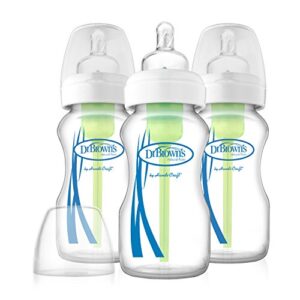 dr. brown's options 3 piece wide neck glass bottles, 9 ounce