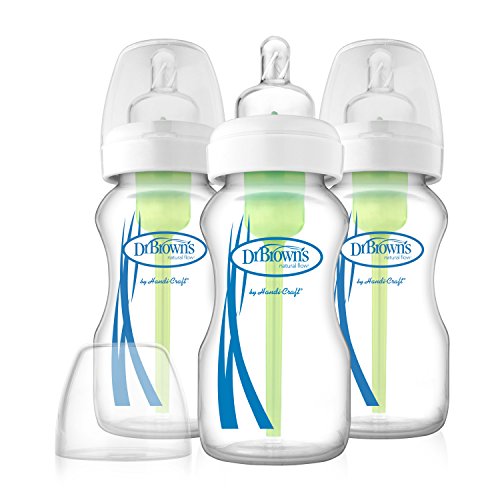 Dr. Brown's Options 3 Piece Wide Neck Glass Bottles, 9 Ounce