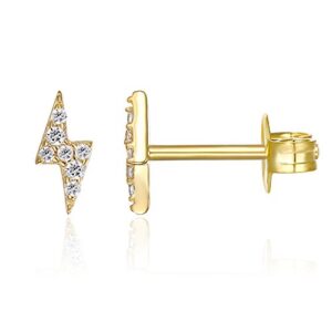 pavoi 14k yellow gold plated sterling silver lightning bolt earrings | dainty earrings for women