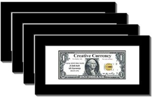creativepf [4pk$4x9bk-w] black first dollar frame with white matting, easel stand and wall hanger included (4- pack)