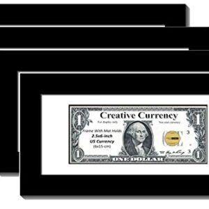 CreativePF [4pk$4x9bk-w] Black First Dollar Frame with White Matting, Easel Stand and Wall Hanger Included (4- Pack)