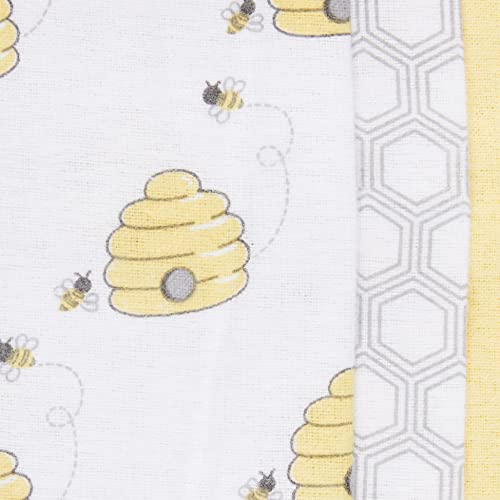 Hudson Baby Unisex Baby Cotton Flannel Burp Cloths, Bee, One Size