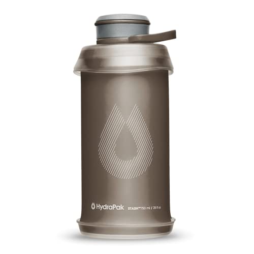 Hydrapak Stash - Collapsible BPA & PVC Free Hiking and Backpacking Water Bottle (1 Liter) - Mammoth Grey