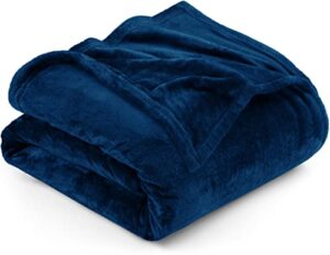 utopia bedding fleece blanket twin size navy 300gsm luxury bed blanket anti-static fuzzy soft blanket microfiber (90x66 inches)