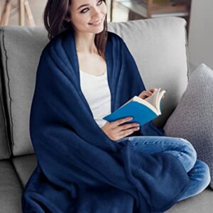 Utopia Bedding Fleece Blanket Twin Size Navy 300GSM Luxury Bed Blanket Anti-Static Fuzzy Soft Blanket Microfiber (90x66 Inches)