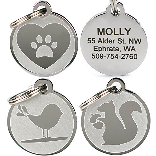 GoTags Dog ID Tags, Fun Playful Designs, Personalized Engraved Stainless-Steel Dog & Cat Pet Tags.