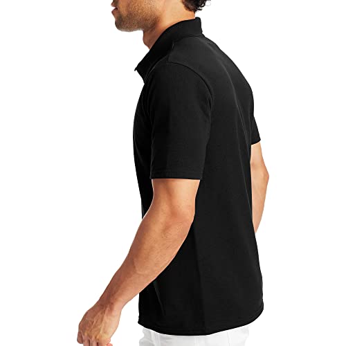 Hanes Men's Short Sleeve X-Temp W/ FreshIQ Polo, Black, Medium