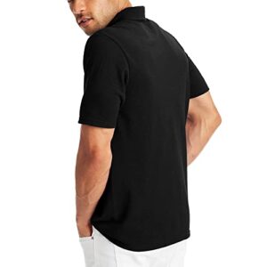 Hanes Men's Short Sleeve X-Temp W/ FreshIQ Polo, Black, Medium